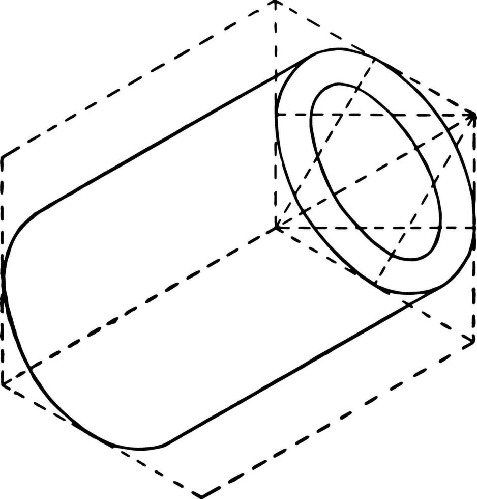 ihålig cylinder årgång illustration. vektor