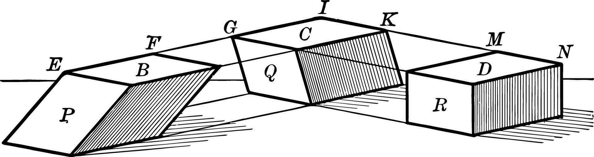 parallellepiped som visar volym årgång illustration. vektor