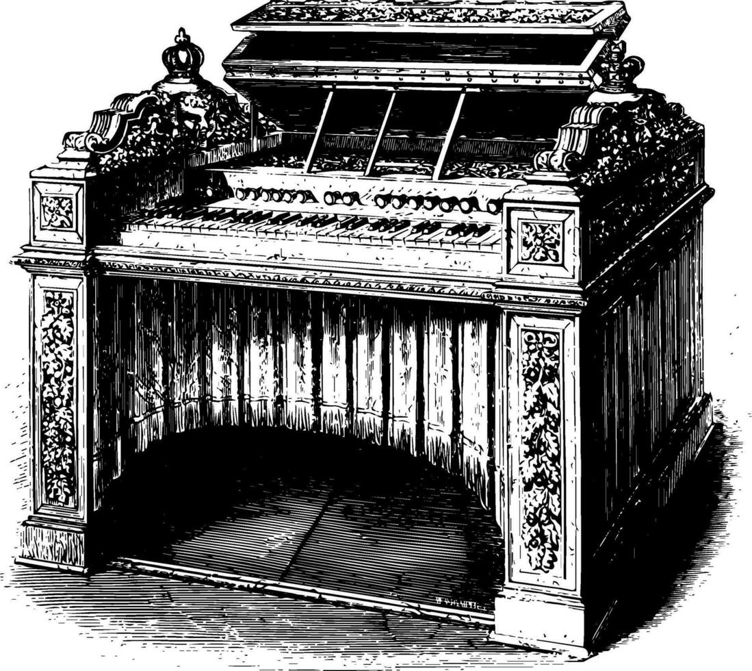 harmonium, årgång illustration. vektor