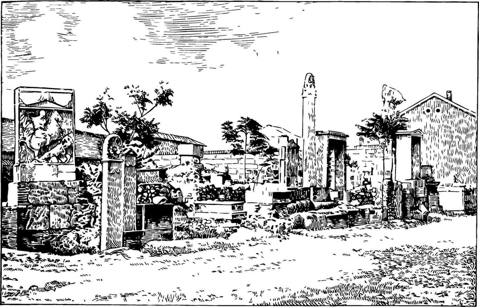 athenska gravar, årgång illustration. vektor