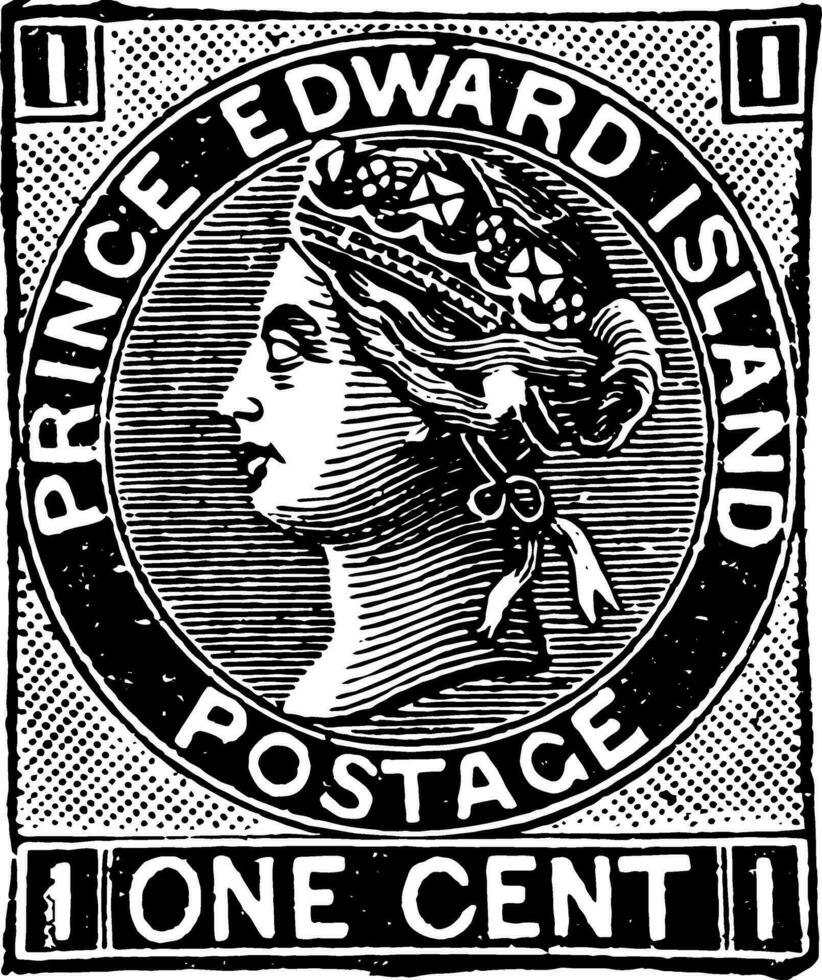 Prinz edward Insel einer Cent Briefmarke, 1872 Jahrgang Illustration vektor