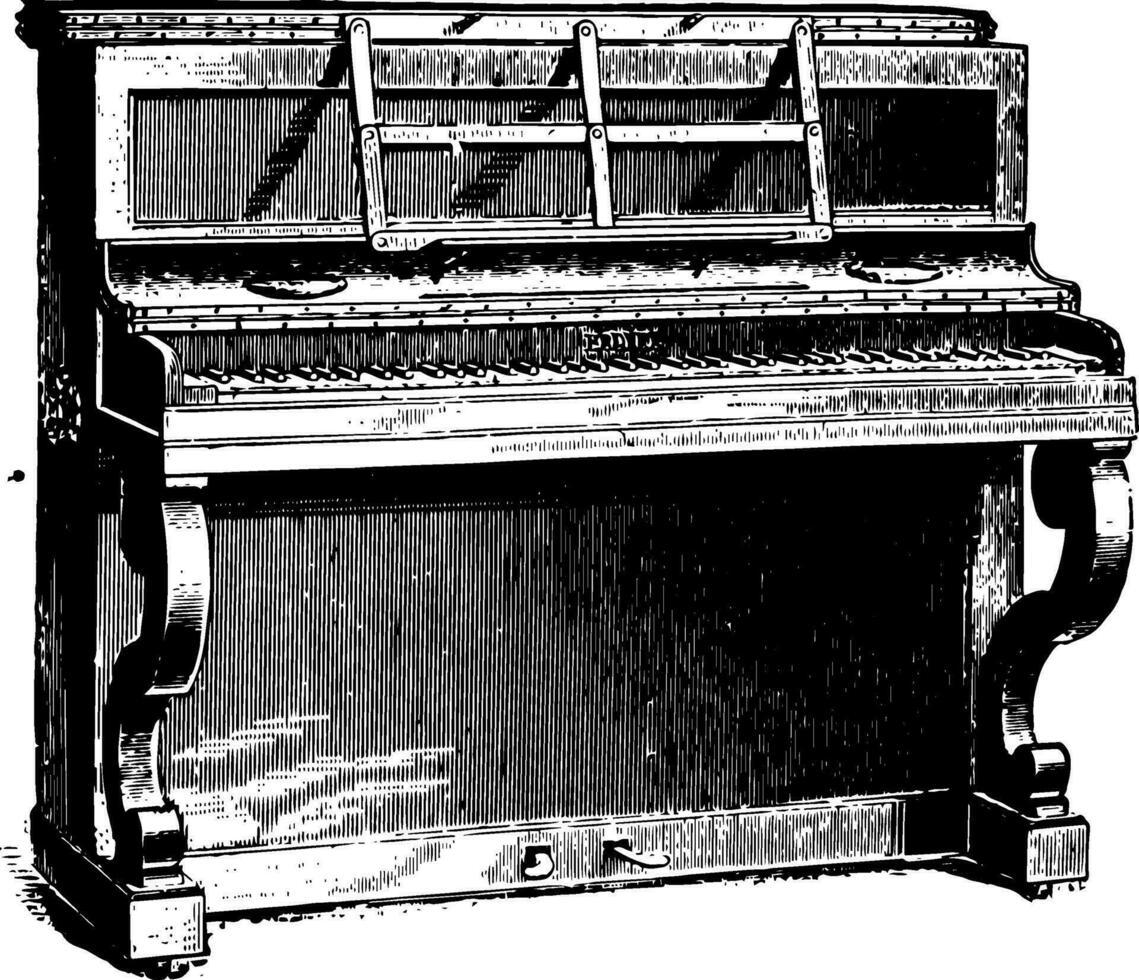 upprätt piano, årgång illustration. vektor