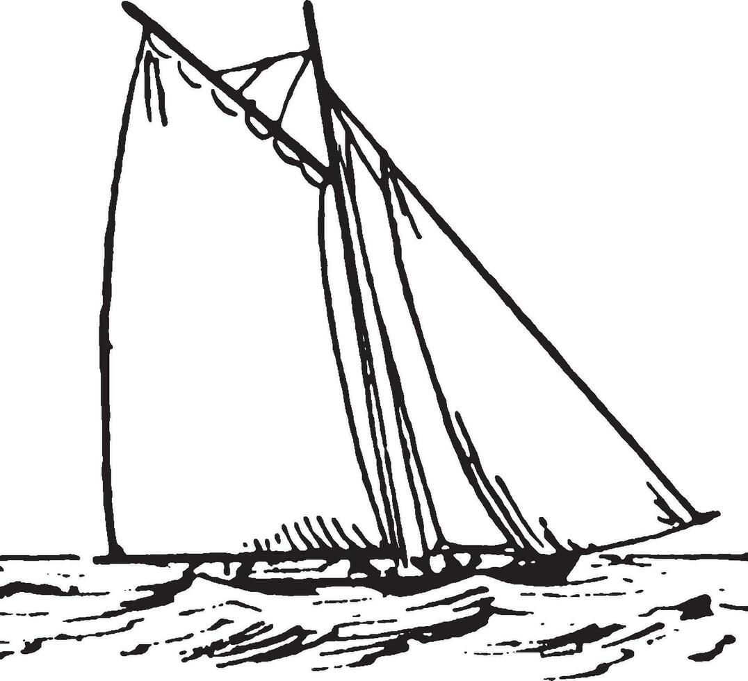 segelbåt, årgång illustration. vektor