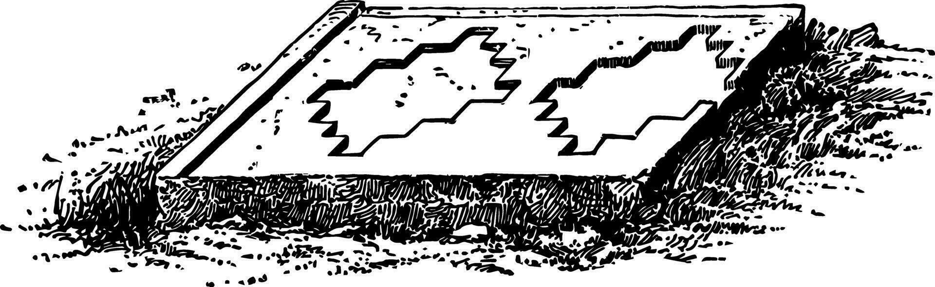 tiahuanacu Fragment Jahrgang Illustration. vektor