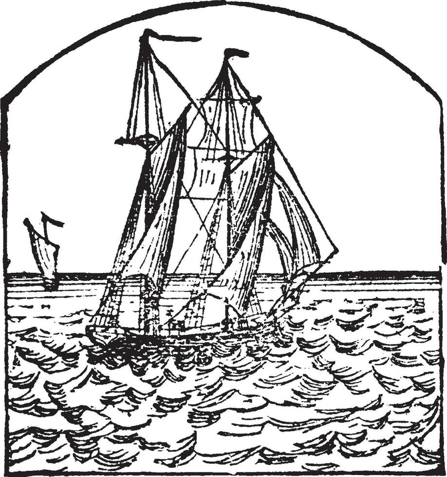 skonare, årgång illustration. vektor