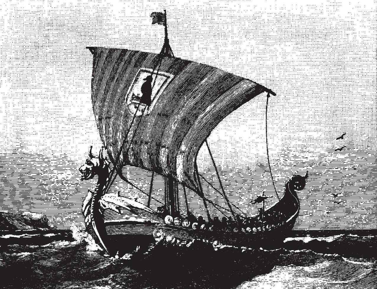 viking fartyg, årgång illustration. vektor