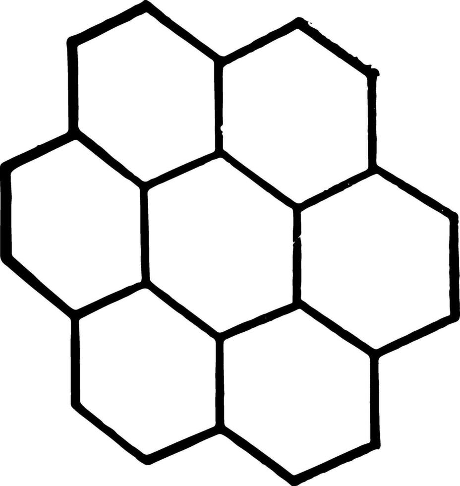 design bestående av 7 hexagoner årgång illustration. vektor