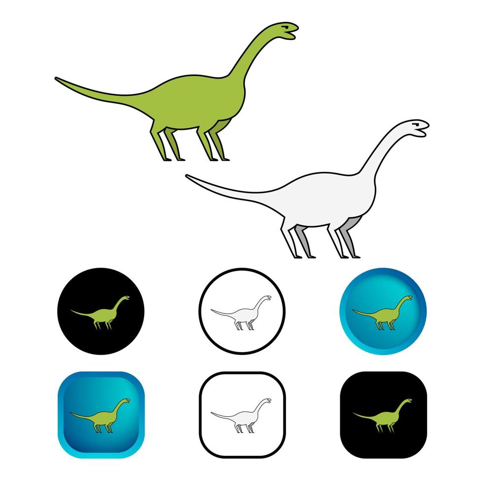 flache Camarosaurus-Dinosaurier-Icon-Sammlung vektor