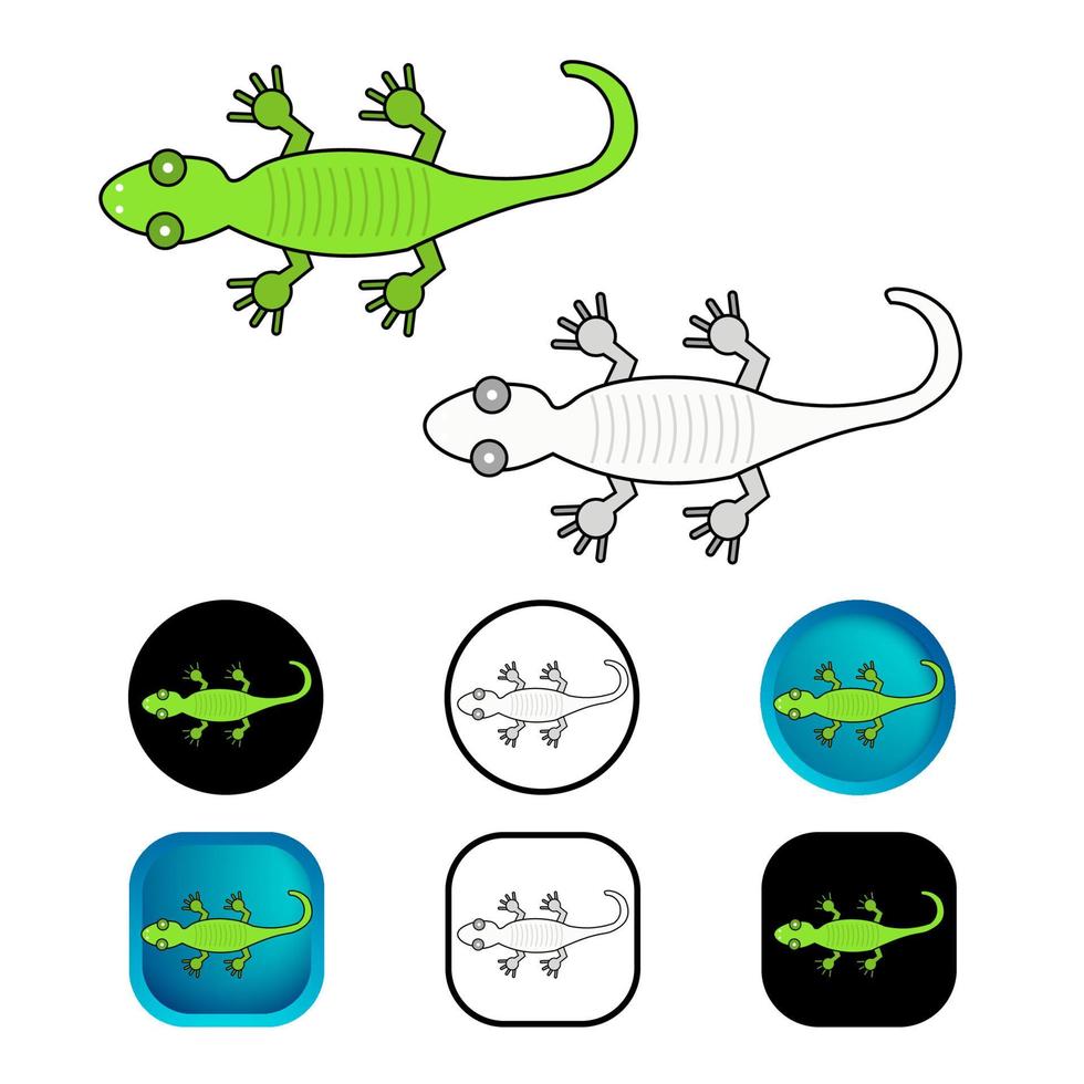 flache Gecko-Reptilien-Icon-Sammlung vektor