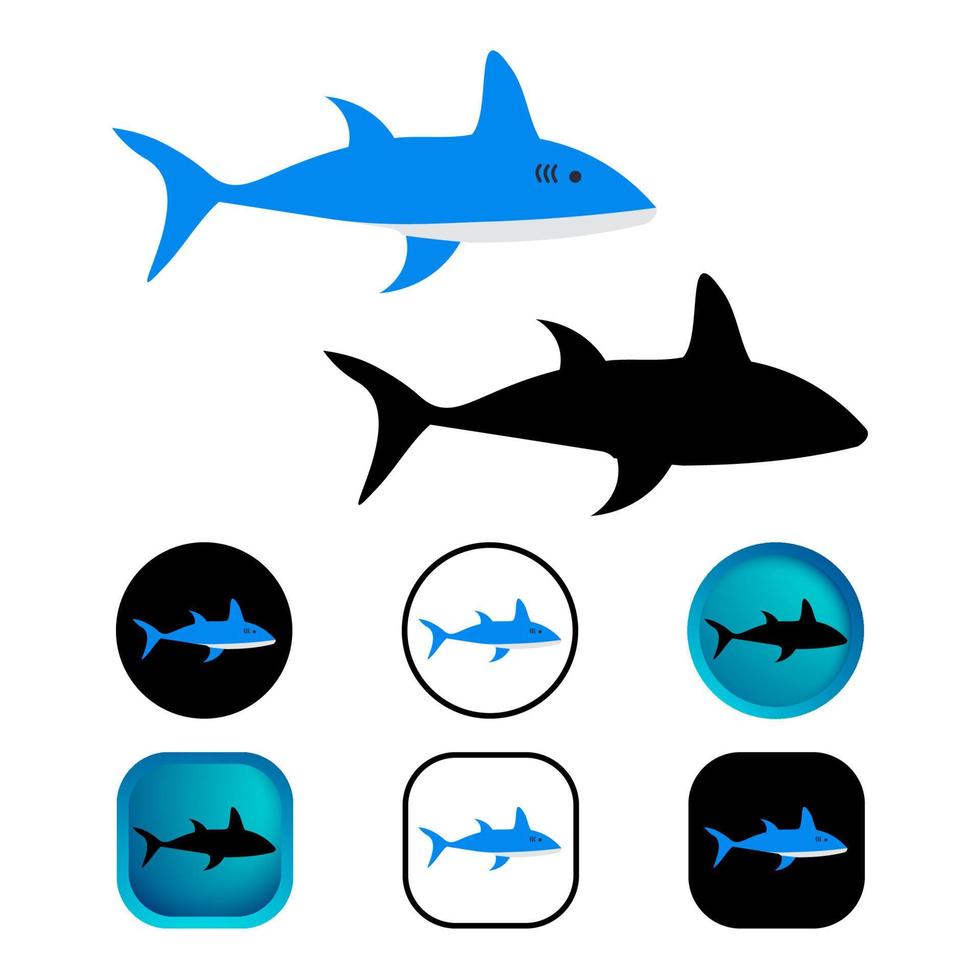 flache Hai-Tier-Icon-Sammlung vektor