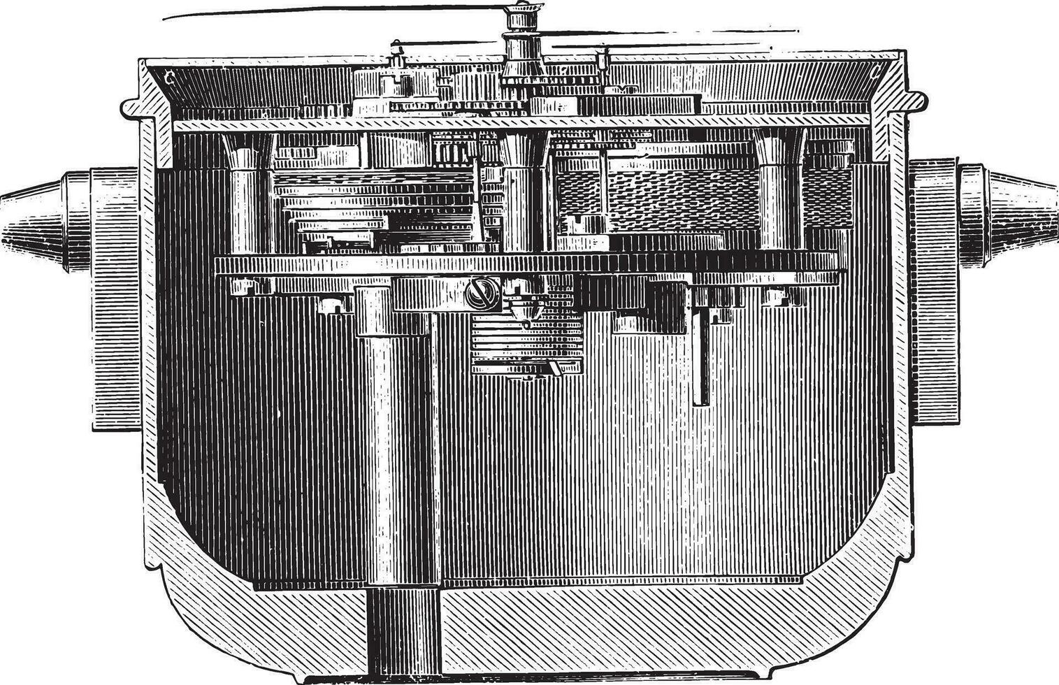 marin kronometer i hans suspension låda, årgång gravyr. vektor