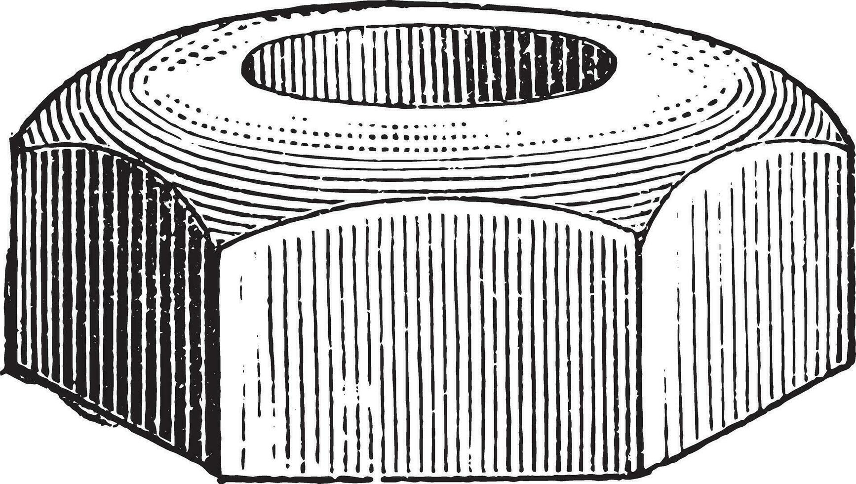 Hexagon Mutter, Jahrgang Gravur. vektor