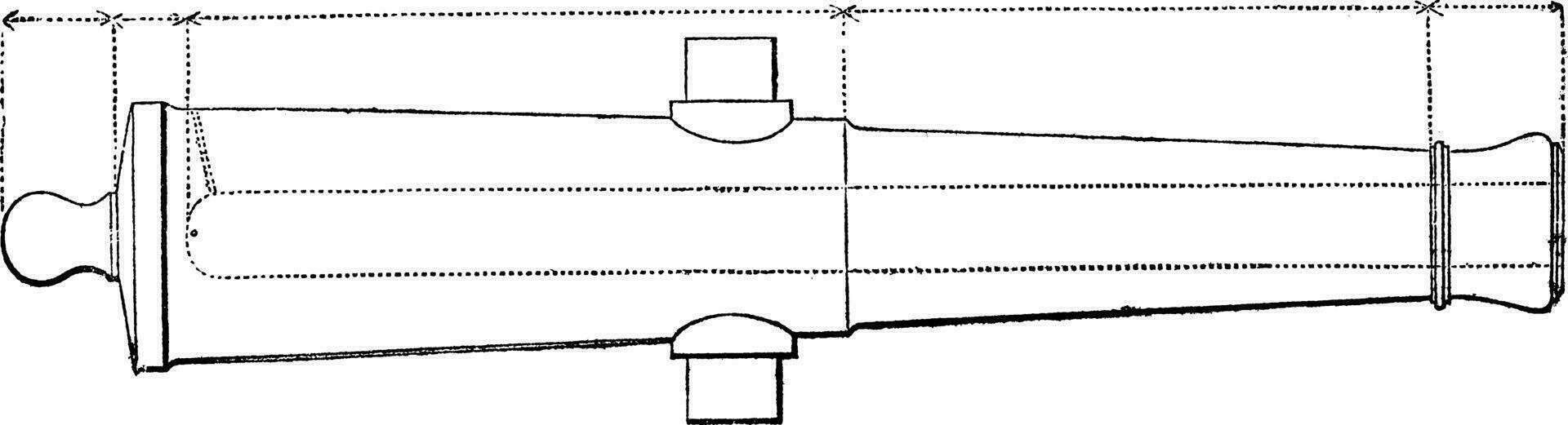 vorn geladen Kanone Jahrgang Gravur vektor
