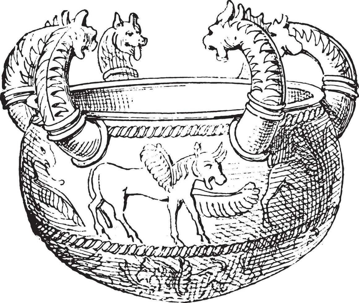 Etrusker Vasen im Bronze, Jahrgang Gravur. vektor