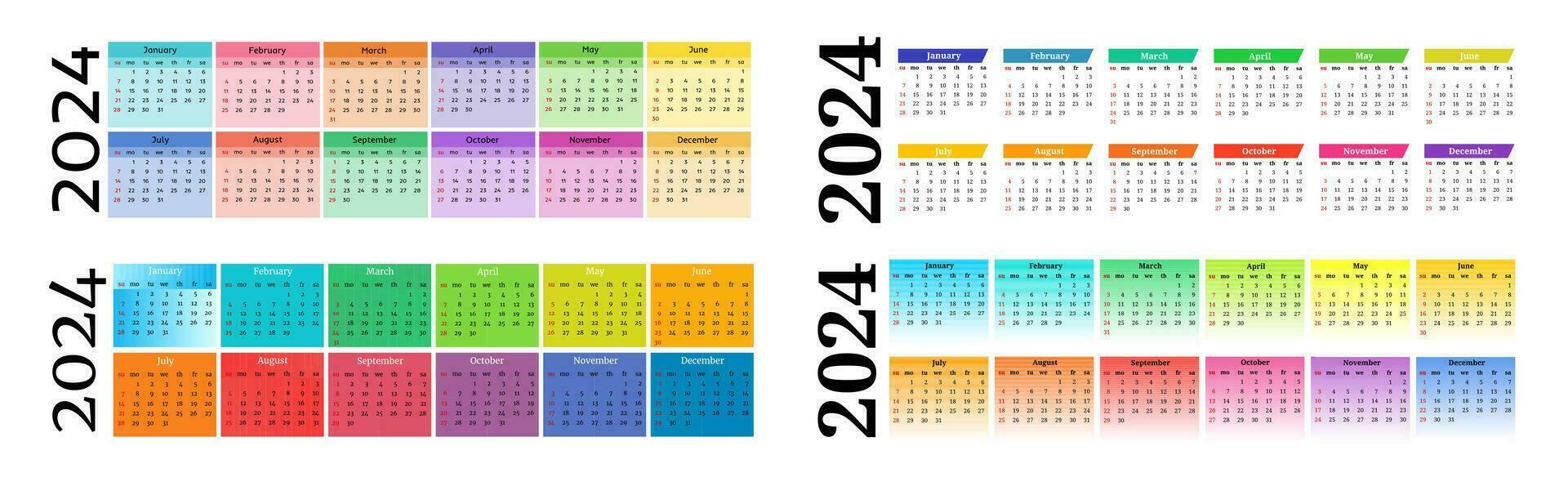 kalender för 2024 isolerat på en vit bakgrund vektor