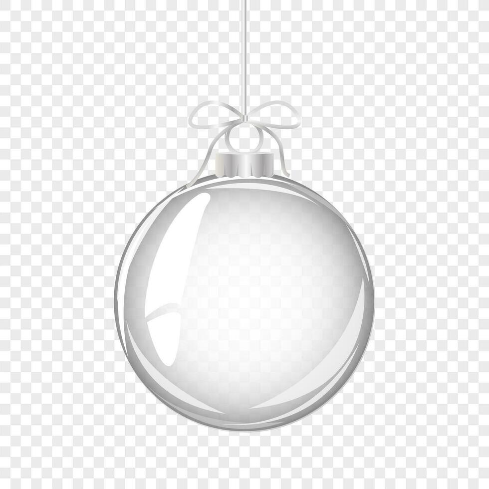 glas jul boll med rosett. element av Semester dekoration. vektor objekt för jul design, mockup, vykort, inbjudan, affisch, baner