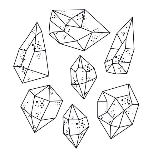 Magiska kristaller av pyramidform. vektor
