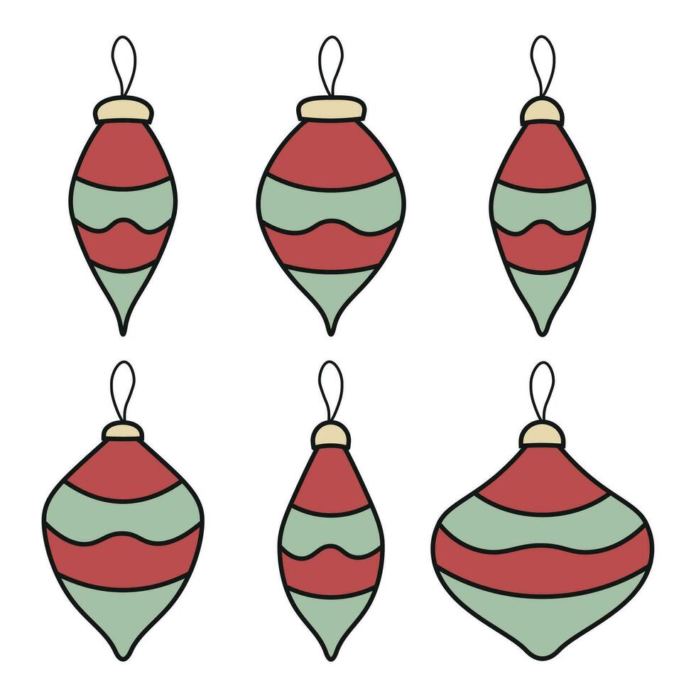 bild av jul träd ornament i annorlunda former vektor