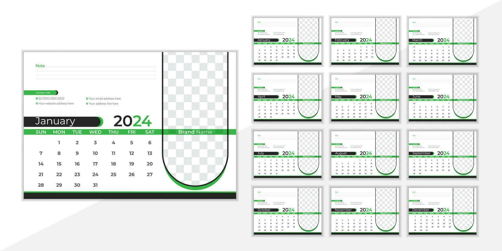 kreativ skrivbord kalender mall 2024 vektor