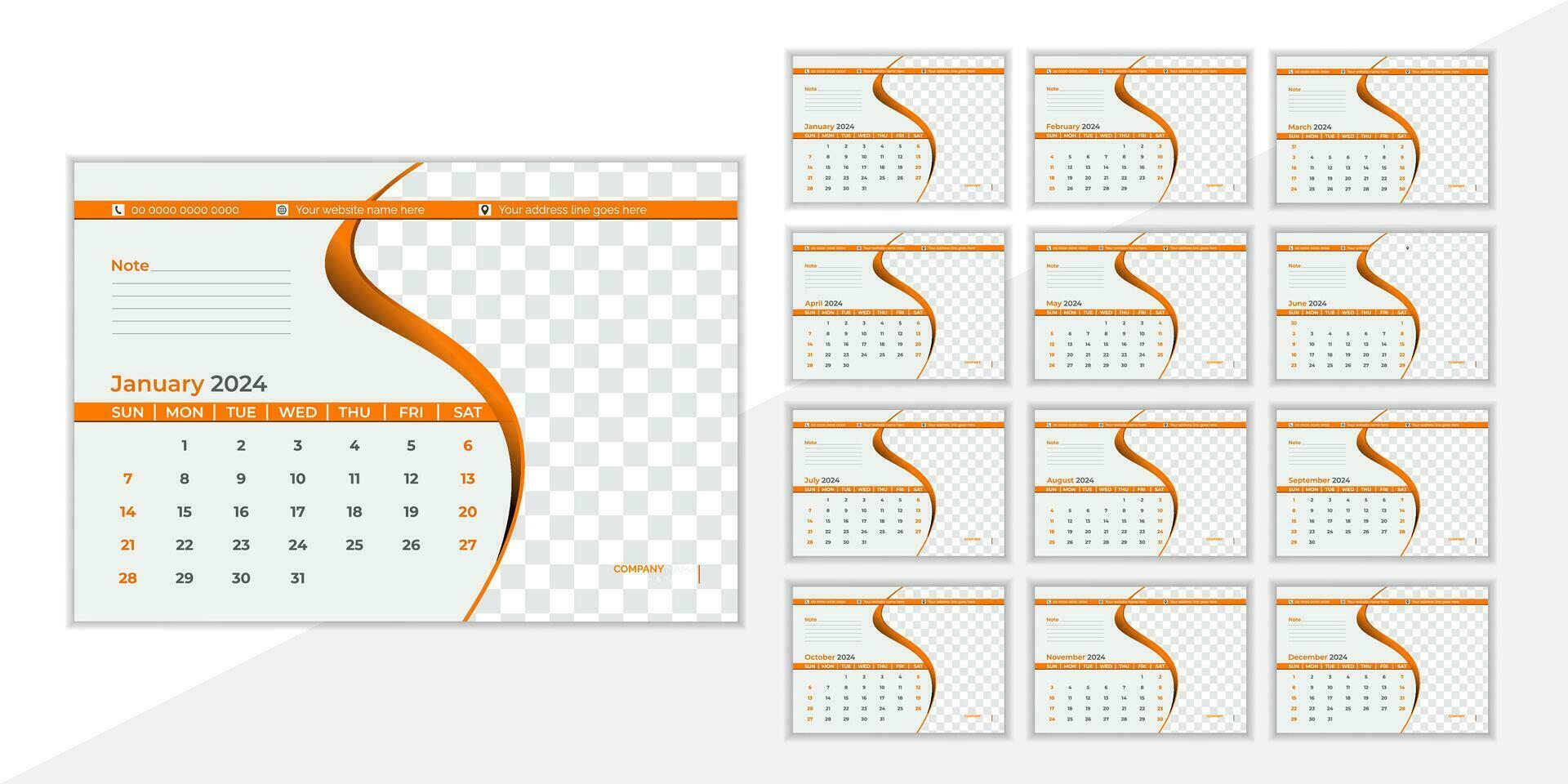 korporativ und elegant Schreibtisch Kalender Design 2024 vektor