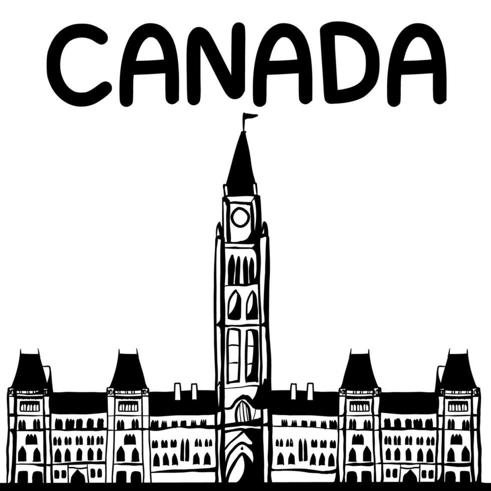 kanadisch Wahrzeichen Zeichnung, Vektor Illustration platziert isoliert auf Weiß Hintergrund