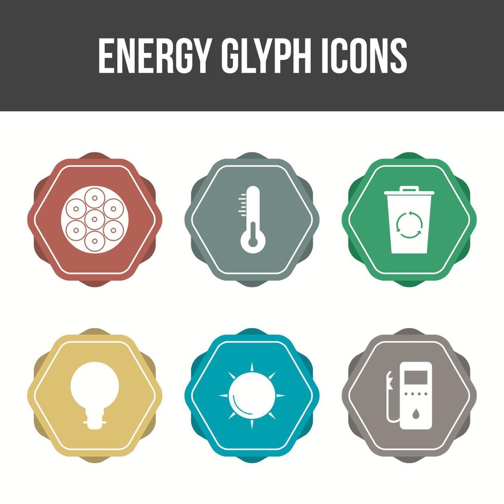 unik energi glyph vektor ikonuppsättning