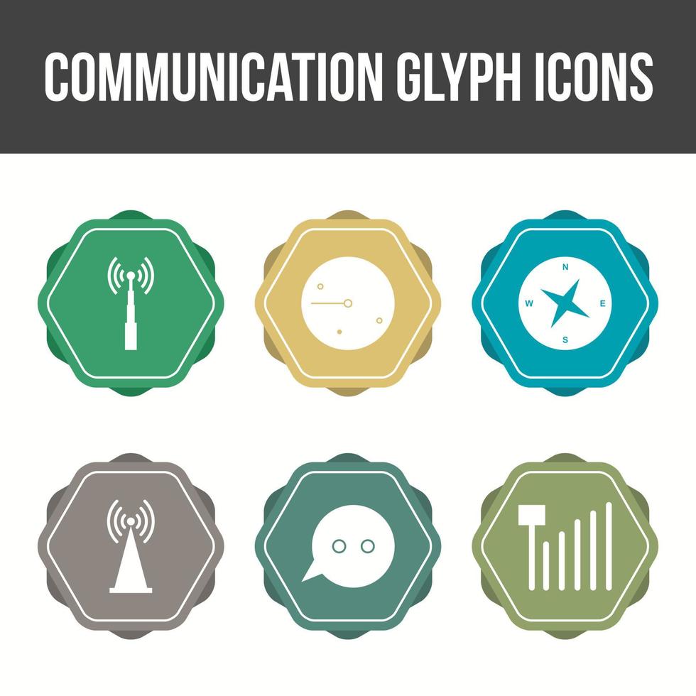 unik kommunikation glyph vektor ikonuppsättning