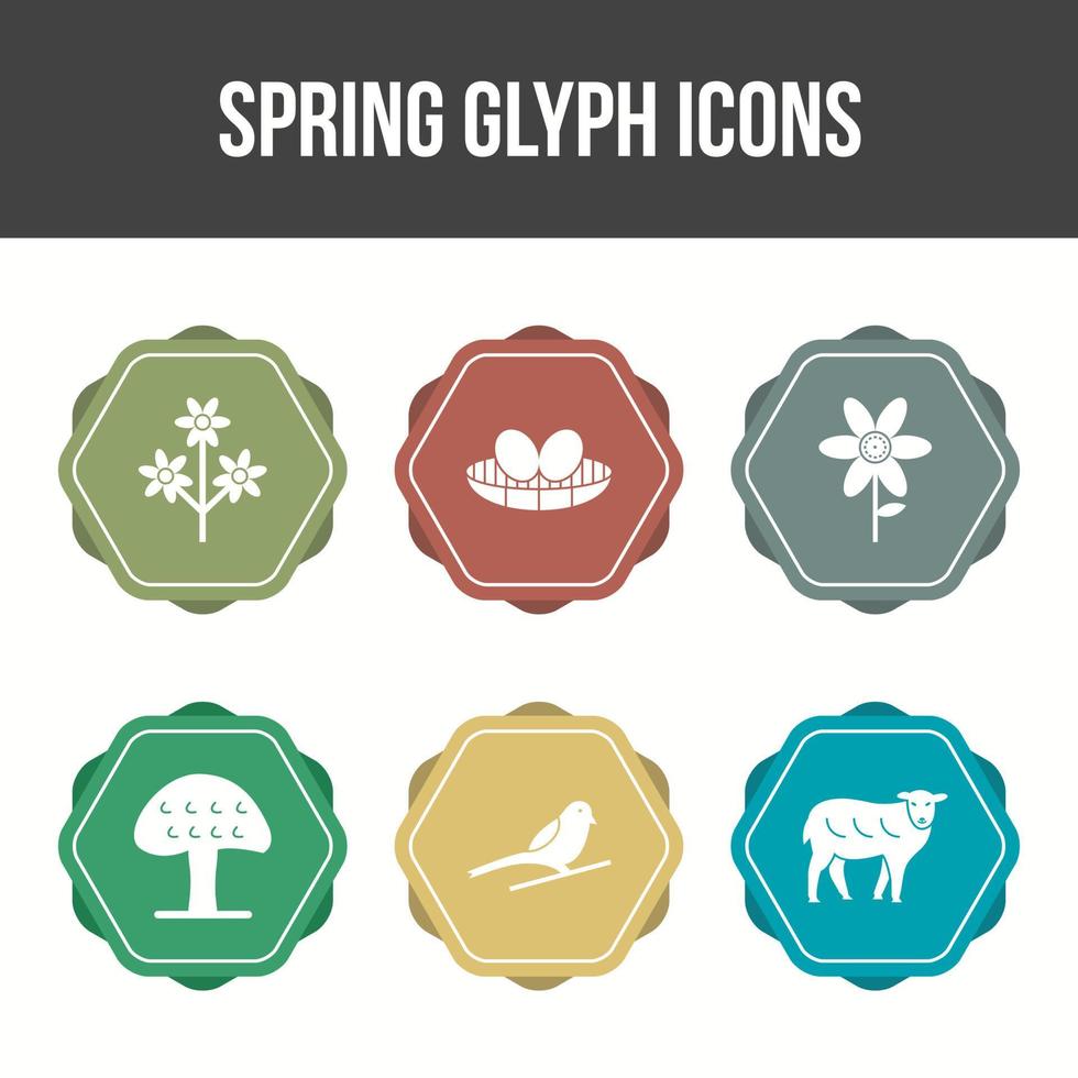 Frühlings-Glyphe-Vektor-Icon-Set vektor