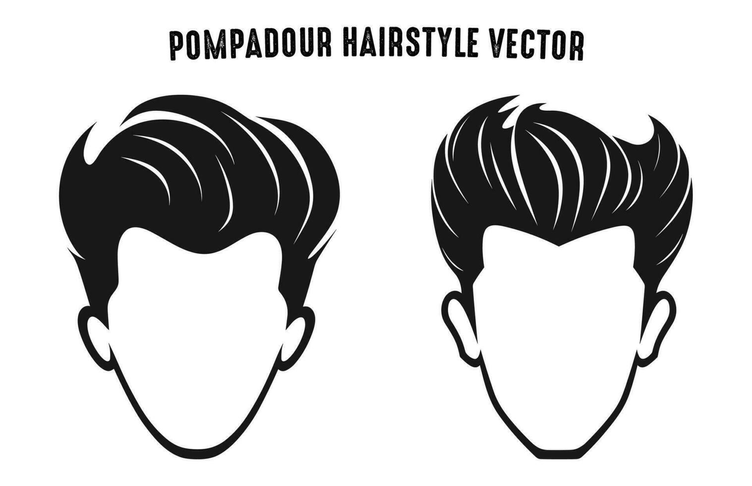 Pompadour Frisur Haarschnitt Silhouetten Vektor isoliert auf ein Weiß Hintergrund, männlich Haar Clip Art
