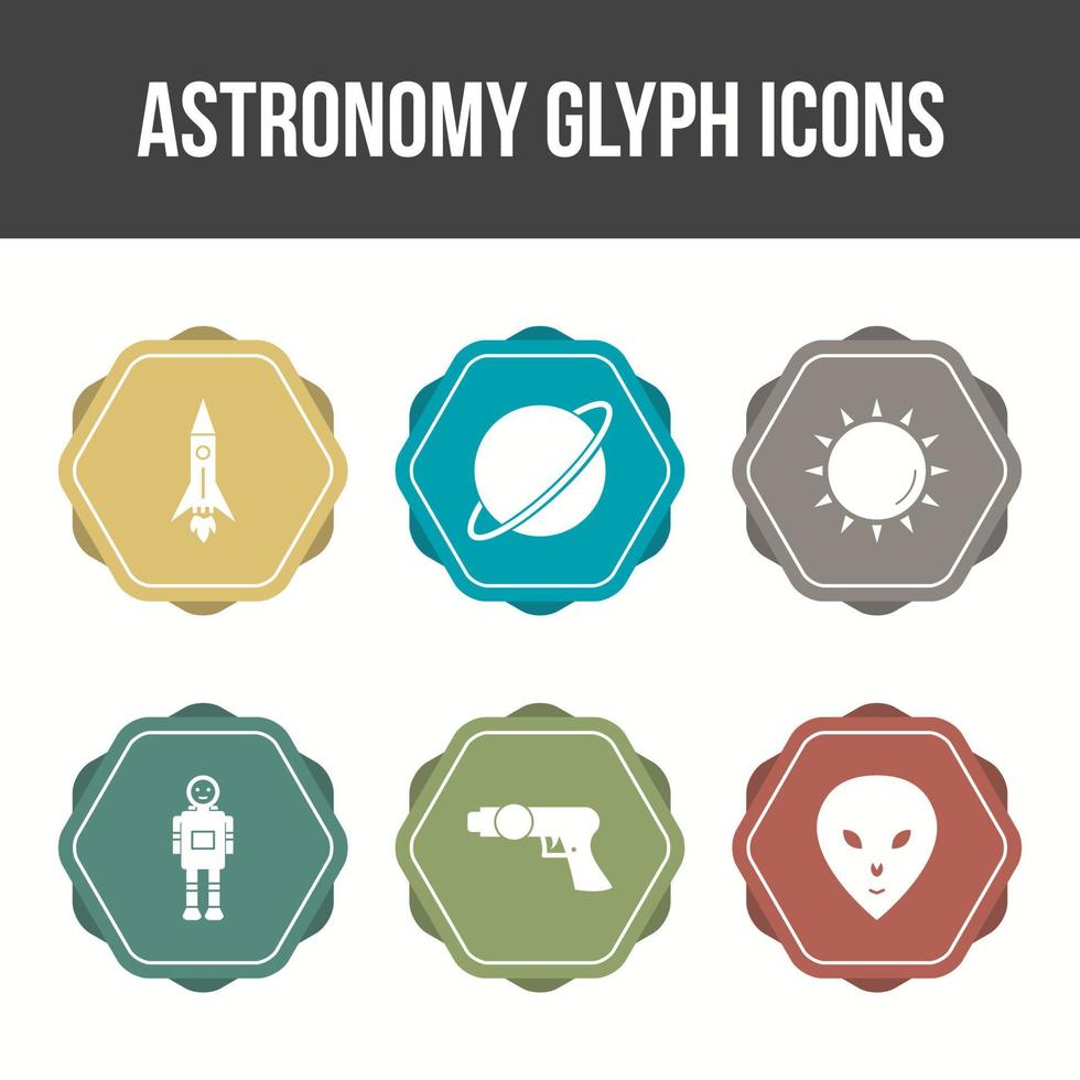einzigartiger Astronomie-Glyphen-Vektor-Icon-Set vektor