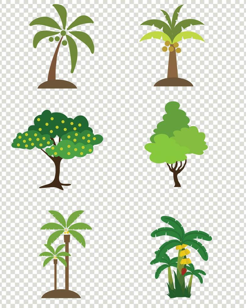 samling av träd illustrationer. kan användas för att illustrera vilken natur eller hälsosam livsstil som helst. vektor
