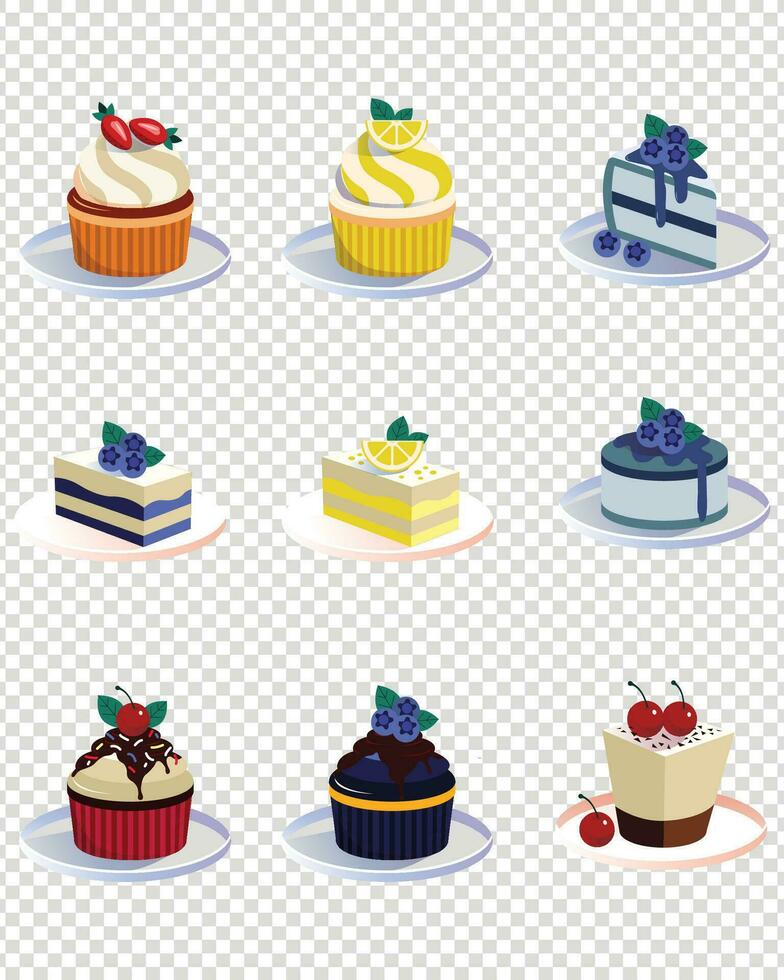Cupcake, Feenkuchen. 3D realistischer Vektor-Icon-Set vektor