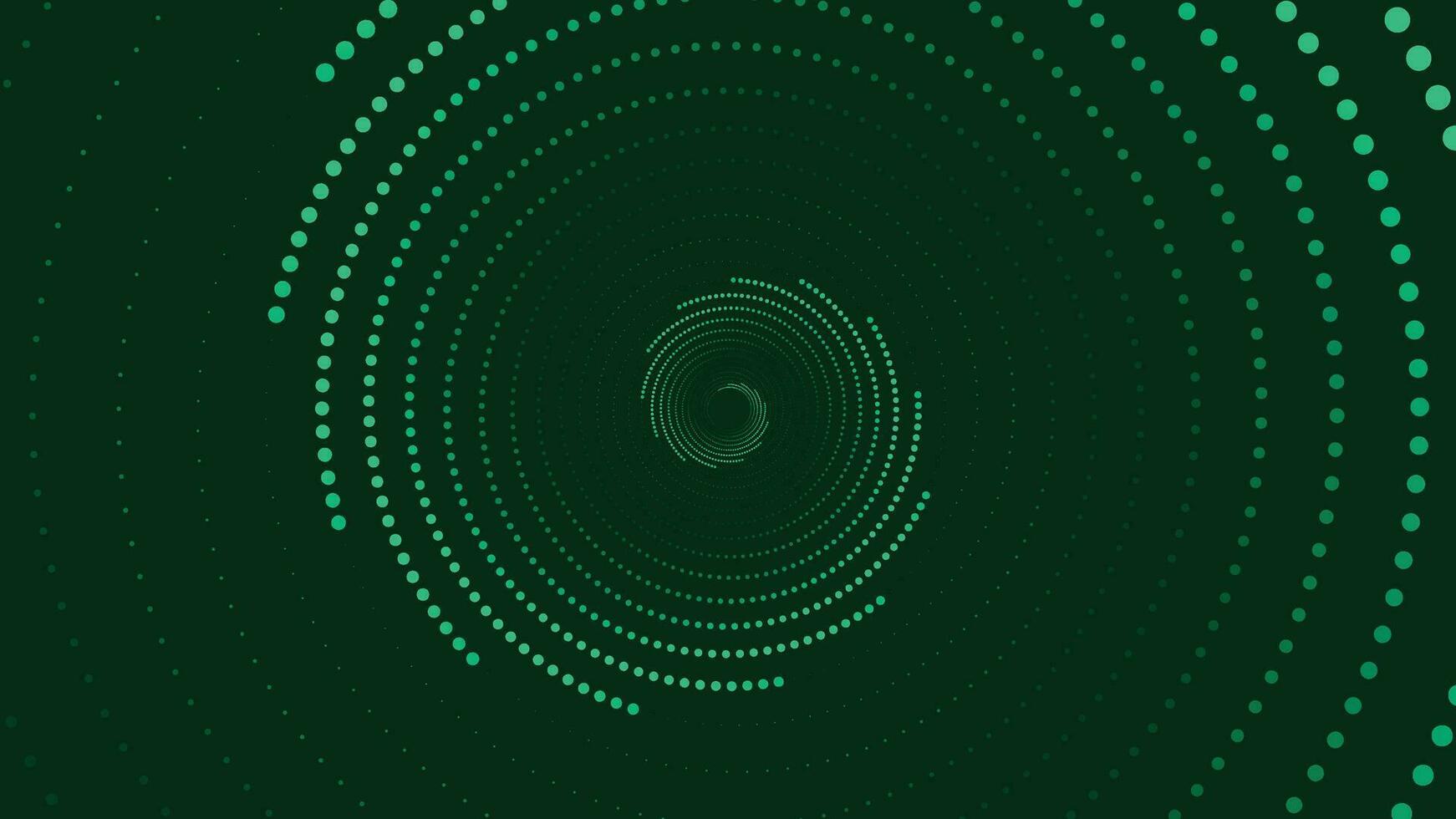 abstarct Wirbel runden Spiral- gepunktet Hintergrund im dunkel grün. vektor
