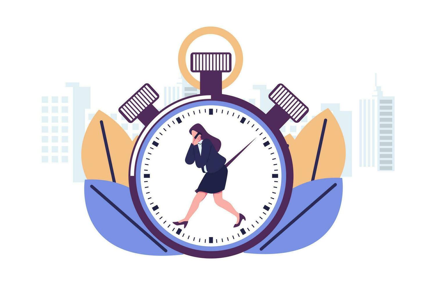 Arbeit Zeit Verwaltung Konzept, schnell Antwort, Menschen eilen zu tun alles beim arbeiten, Zeit ist Laufen aus, zurückspulen Zeit vektor