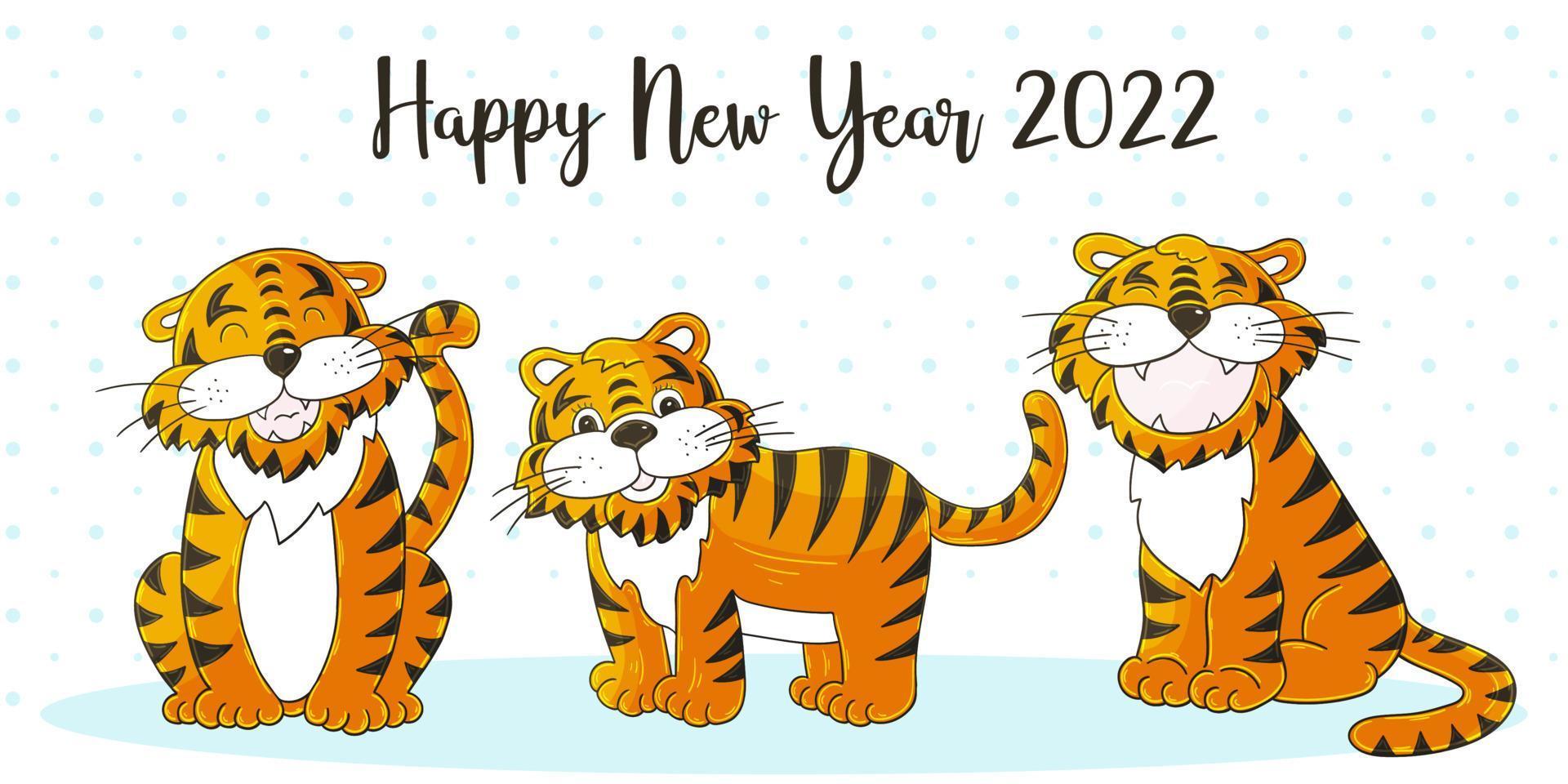 neues Jahr 2022. Cartoon-Illustration für Postkarten, Kalender, Poster vektor
