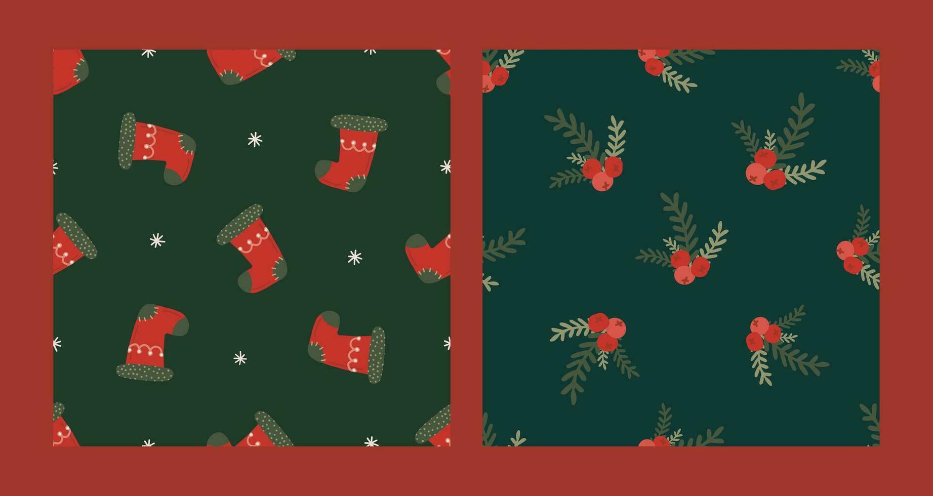 Weihnachten Socke, abstrakt Strauß nahtlos Muster Satz. Weihnachten und Neu Jahr Konzept. Hand gezeichnet retro Jahrgang Vektor Textur zum Hintergrund, Drucke, Verpackung, Textil-