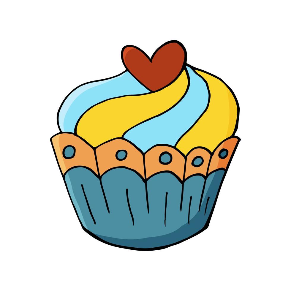 Vektorillustration für Ihr Design. helles Symbol von Cupcake, Muffin im Handzeichnungsstil vektor