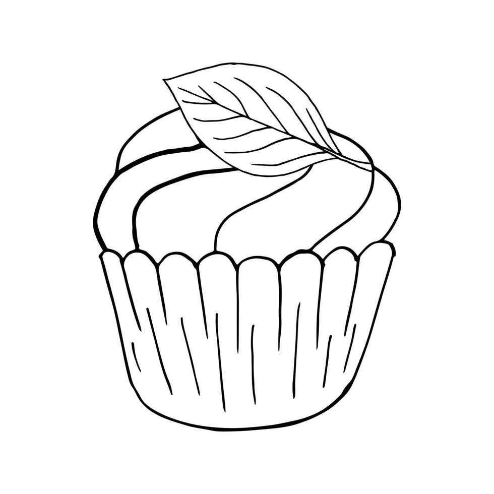 Vektorillustration für Ihr Design. helles Symbol von Cupcake, Muffin im Handzeichnungsstil vektor