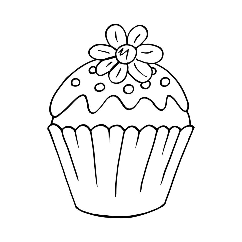 Vektorillustration für Ihr Design. helles Symbol von Cupcake, Muffin im Handzeichnungsstil vektor