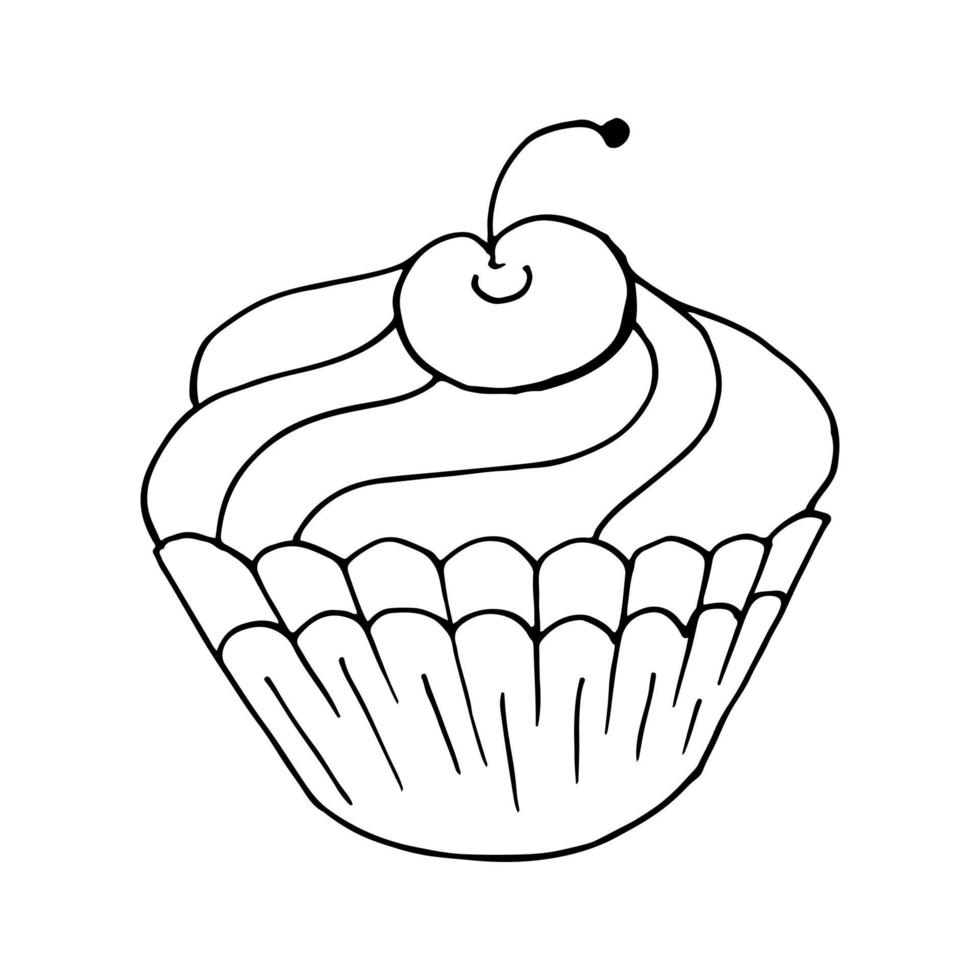 Vektorillustration für Ihr Design. helles Symbol von Cupcake, Muffin im Handzeichnungsstil vektor