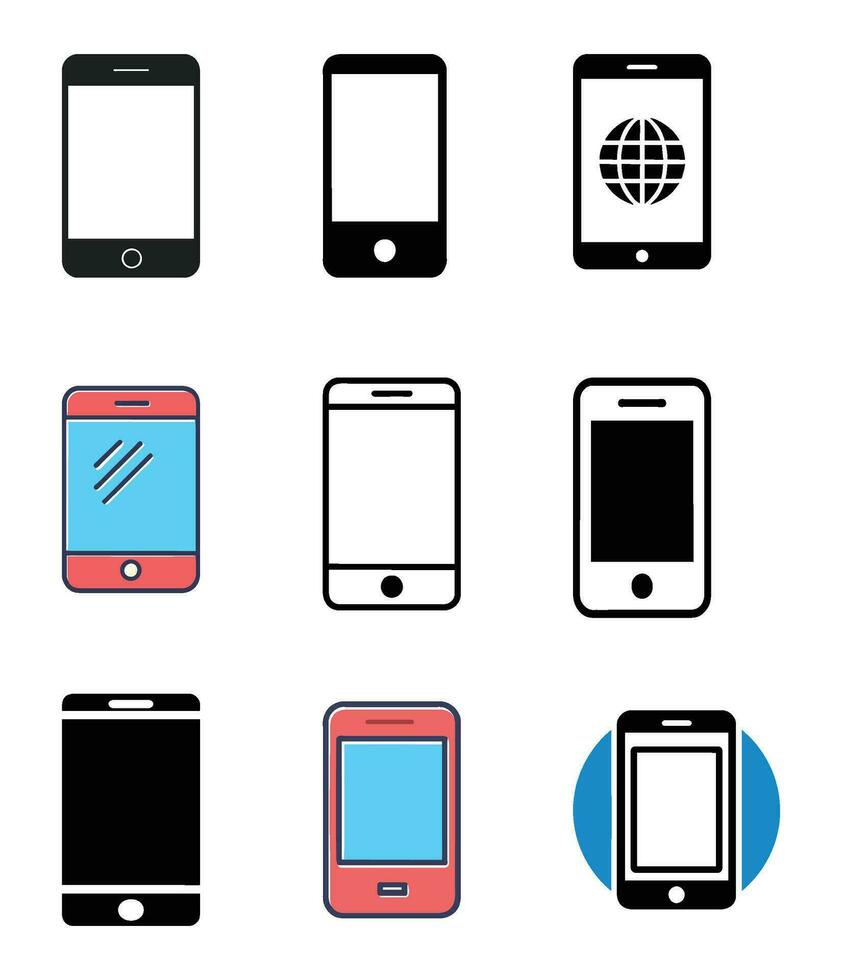 färgrik mobil telefon ikoner vektor