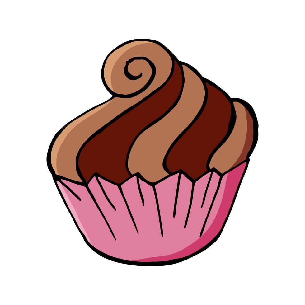 Vektorillustration für Ihr Design. helles Symbol von Cupcake, Muffin im Handzeichnungsstil vektor