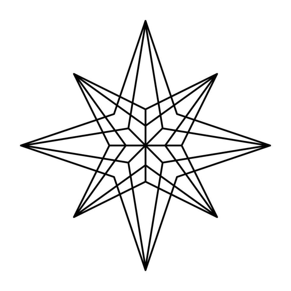 vektor jul snöflinga origami stjärna av betlehem isolerat på vit bakgrund. geometrisk linje snö ikon. xmas design element för baner, hälsning kort
