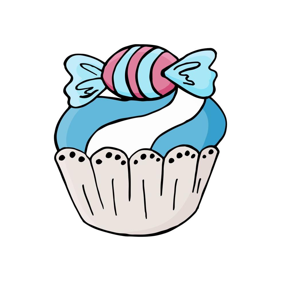 Vektorillustration für Ihr Design. helles Symbol von Cupcake, Muffin im Handzeichnungsstil vektor