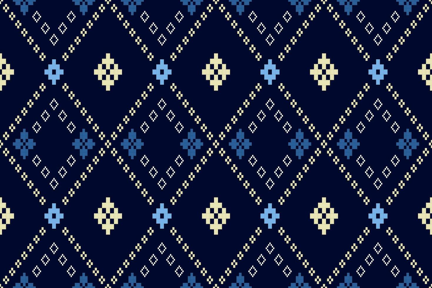 indigo Marin blå geometrisk traditionell etnisk mönster ikat sömlös mönster gräns abstrakt design för tyg skriva ut trasa klänning matta gardiner och sarong aztec afrikansk indisk indonesiska vektor