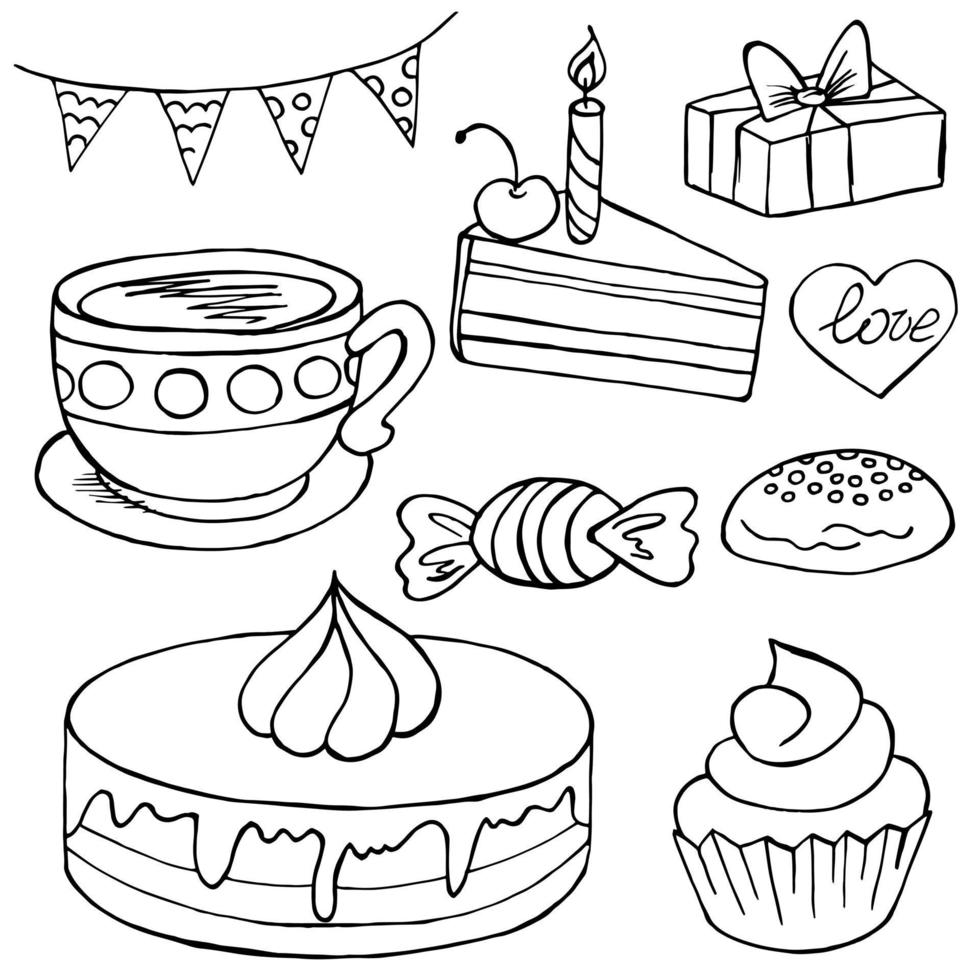 Vektorillustration für Ihr Design. helles Symbol von Cupcake, Muffin im Handzeichnungsstil vektor