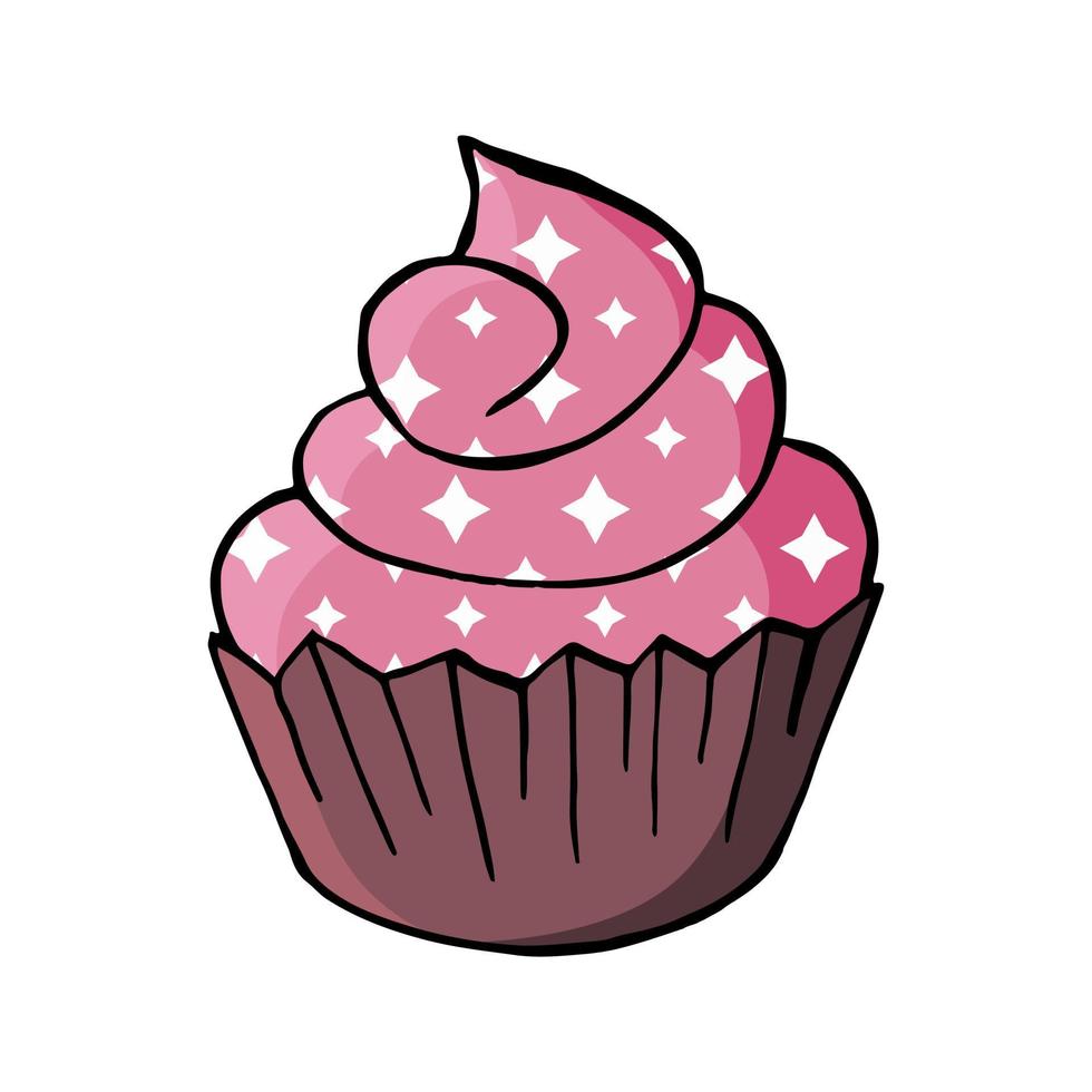 Vektorillustration für Ihr Design. helles Symbol von Cupcake, Muffin im Handzeichnungsstil vektor