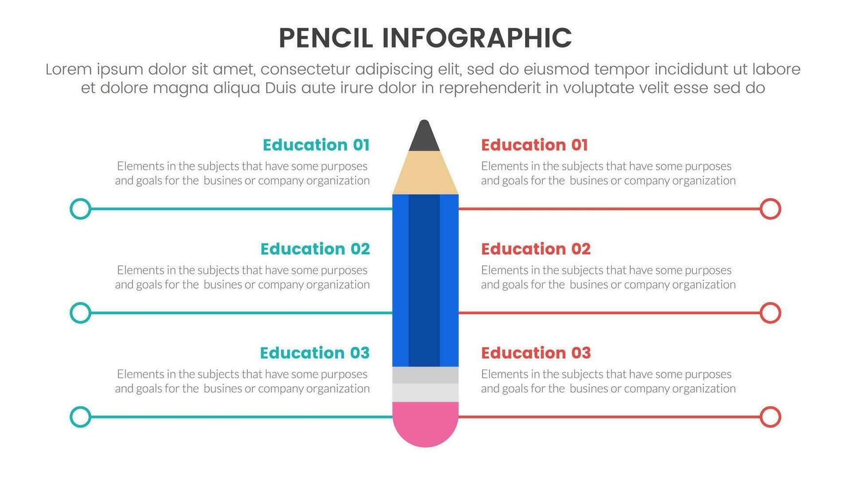 Bleistift Bildung Infografik 3 Punkt Bühne Vorlage mit Vergleich Daten mit in Verbindung gebracht Linie zum rutschen Präsentation vektor