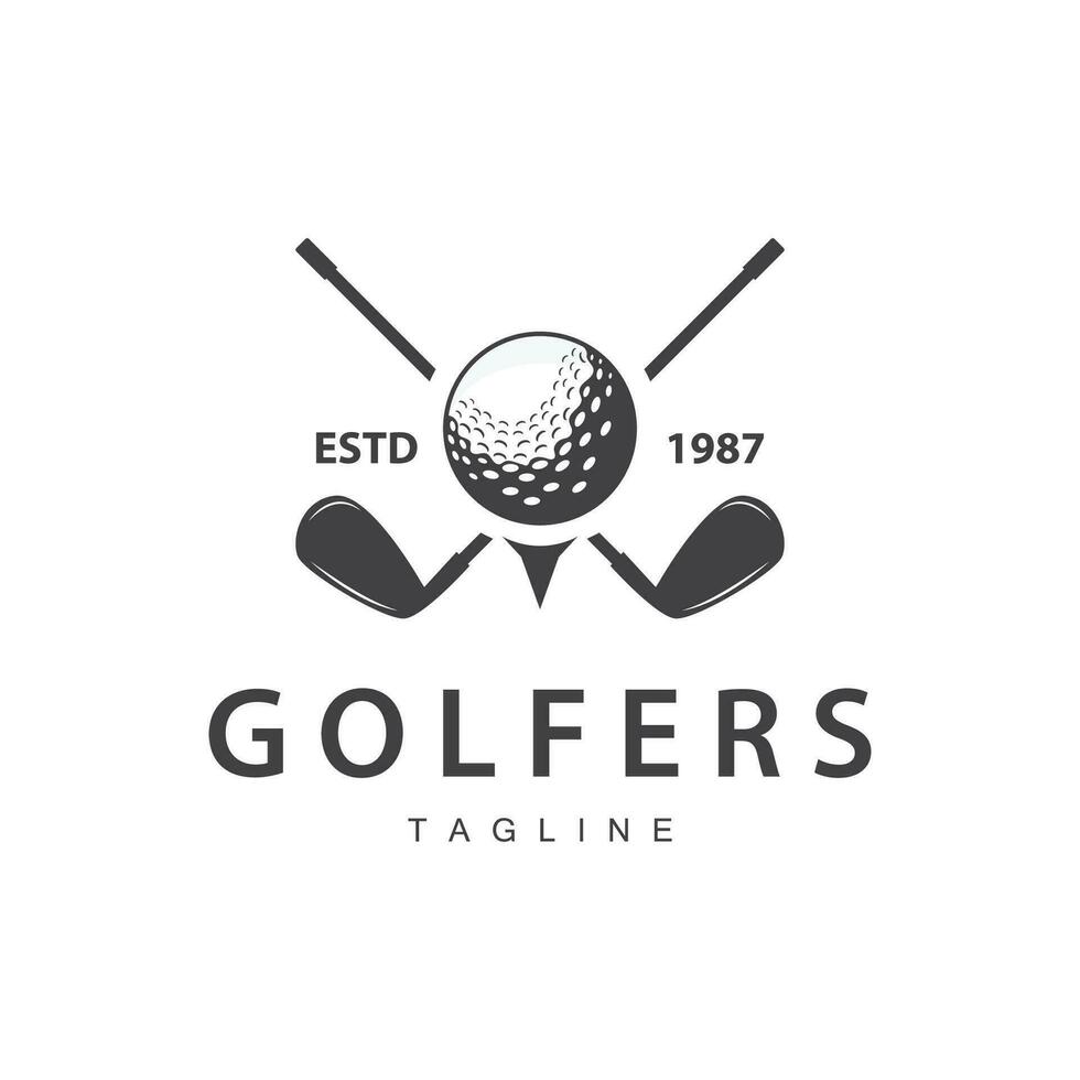 golf logotyp vektor sport golf turnering mästare klubb design pinne och boll, mall illustration