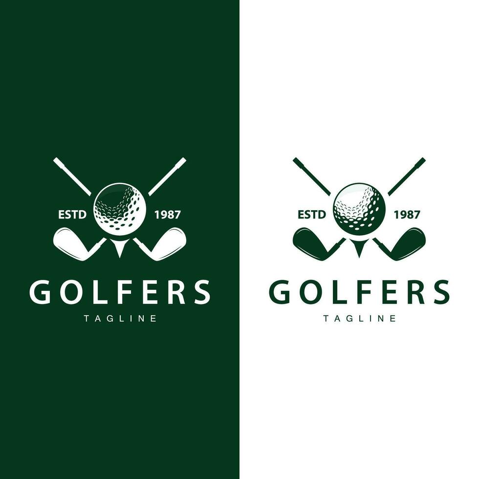 golf logotyp vektor sport golf turnering mästare klubb design pinne och boll, mall illustration